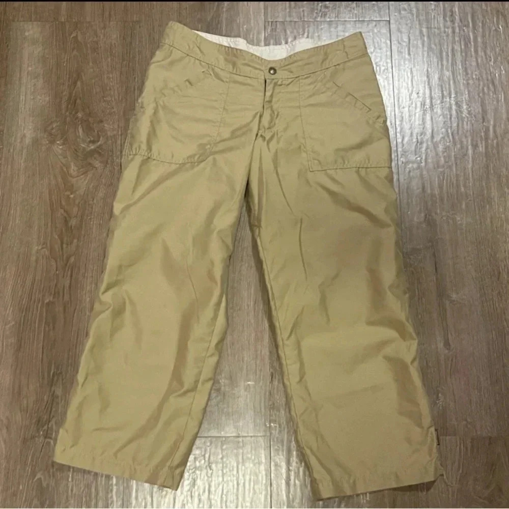 Prana crop pant camping hiking outdoor apparel tan Granola casual nature